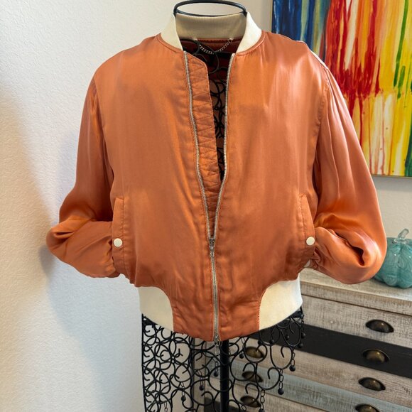 Cute Rag & Bone Salmon Satin Bomber / Baseball Jacket XS - Picture 7 of 10